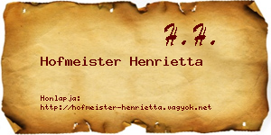 Hofmeister Henrietta névjegykártya