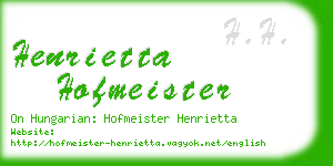 henrietta hofmeister business card